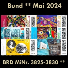 BRD MiNr. 3825-3830 ** Neuausgaben Bund Mai 2024, postfrisch